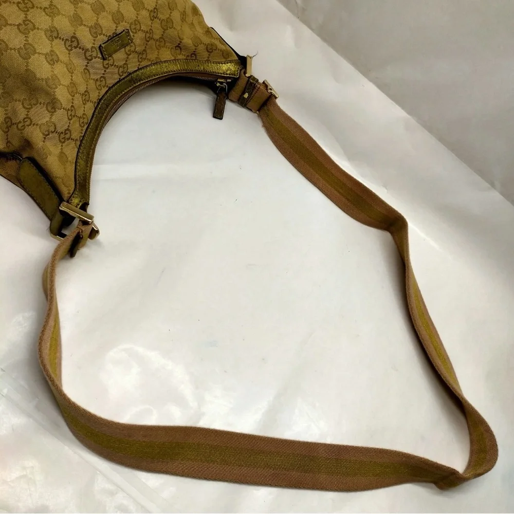 Gucci Shoulder Bag Sharry Line Mustard Brown Canvas 1635511
